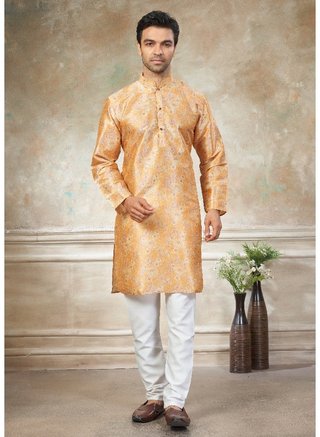 OUTLUK Yellow Premium Silk Kurta for Men - Image 1